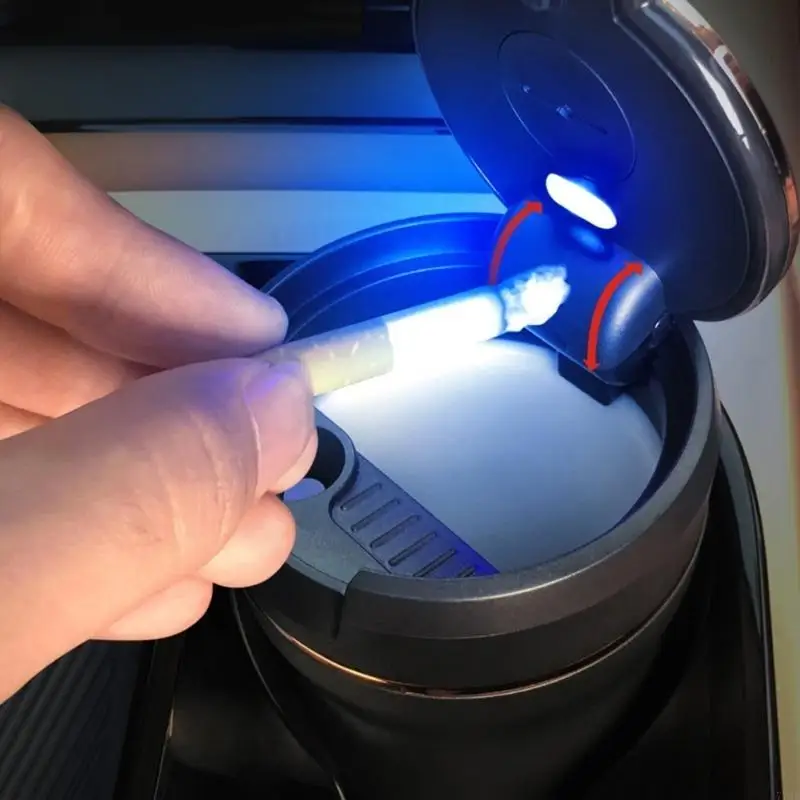 

77HF Upgraded LED Light Car Ashtray Practical Designings Vehicle Ashtray with Cover