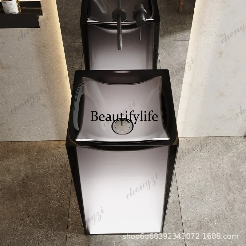 R134 Transparent resin color column basin Floor-to-ceiling artificial stone art wash basin Crystal wash basin