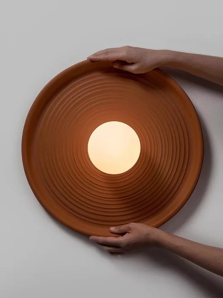 

Wabi Sabi Round resin Wall Lamp orange grey Circle Wall Light for Loft Living Room Bedroom Bedside Corridor Aisle Japanese lamp