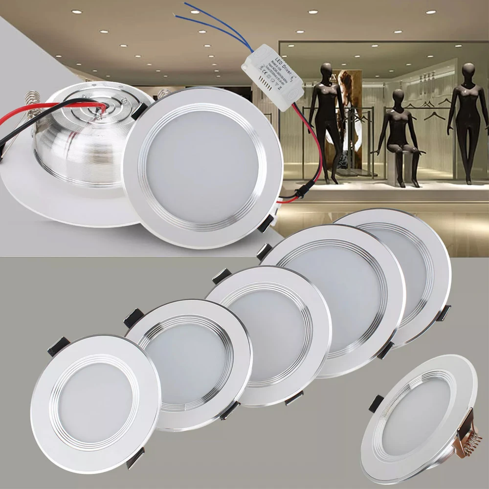 Dimmable LED Recessed Ceiling Light 3W 5W 7W 9W 12W 220V Downlight LED Spotlight Warm/Cool/Neutral White Round Shape Light