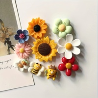 10Pcs Sunflower Bee Flower Resin Fridge Magnets for Home Decoration, Cute Magnet Gift Presents
