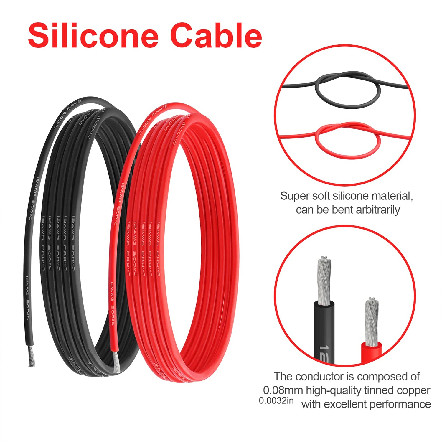 Black Red Silicone Electrical  - Wire 22 Gauge Copper review and price