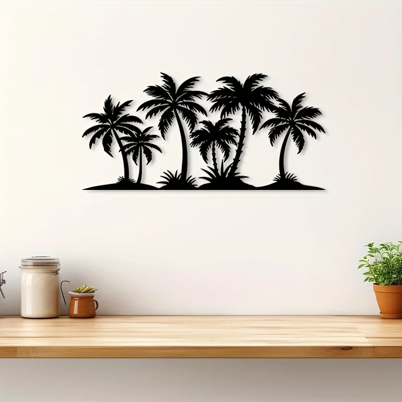 1Metal wall art piece，Designed in the shape of a tropical palm tree 1pc