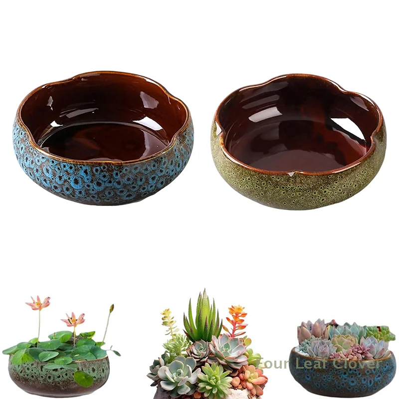 

Lotus Bowl Planter Ceramic Irregular Shaped Succulent Planter Hydroponic Bowl Indoor Outdoor Decorative Bonsai Ornament