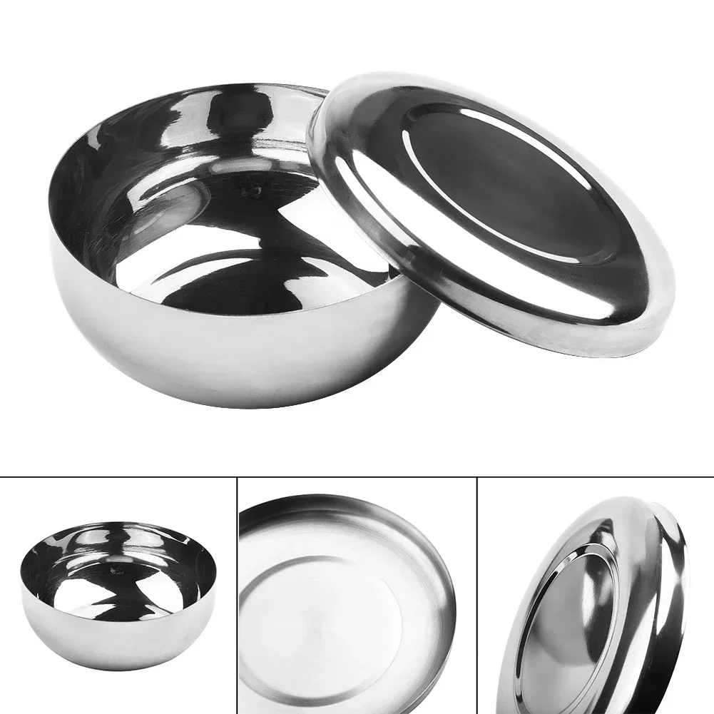 Korean Stainless-Steel Rice Bowl With Cover Metal Rice Cereal Serving Bowl Anti-Scalding Child Small-Bowl Korean Cuisine