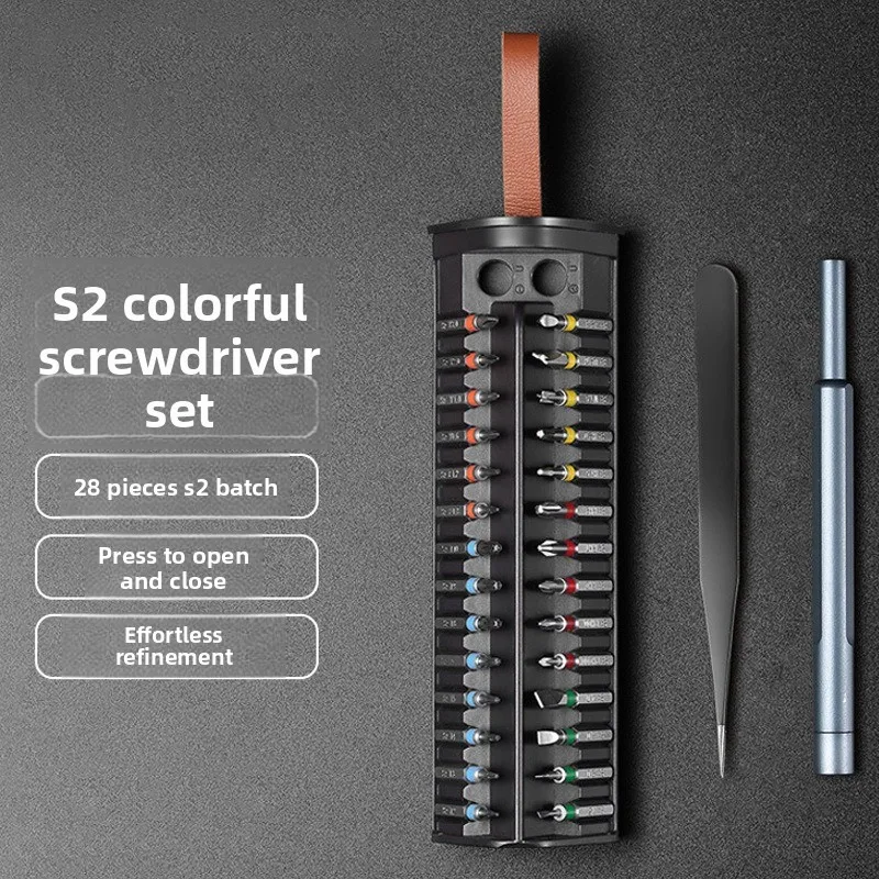 Portable 24 in 1 Precision Screwdriver Set S2 Steel Bits with Tweezers for Smartphone and Camera Disassembly