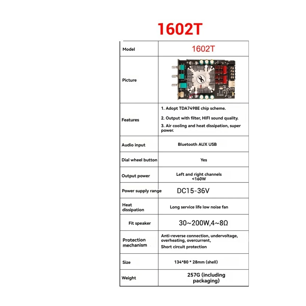 POP-lZK-1602T بلوتوث الصوت مكبر كهربائي وحدة TDA7498E 160WX2 عالية باس تعديل مكبر للصوت المجلس