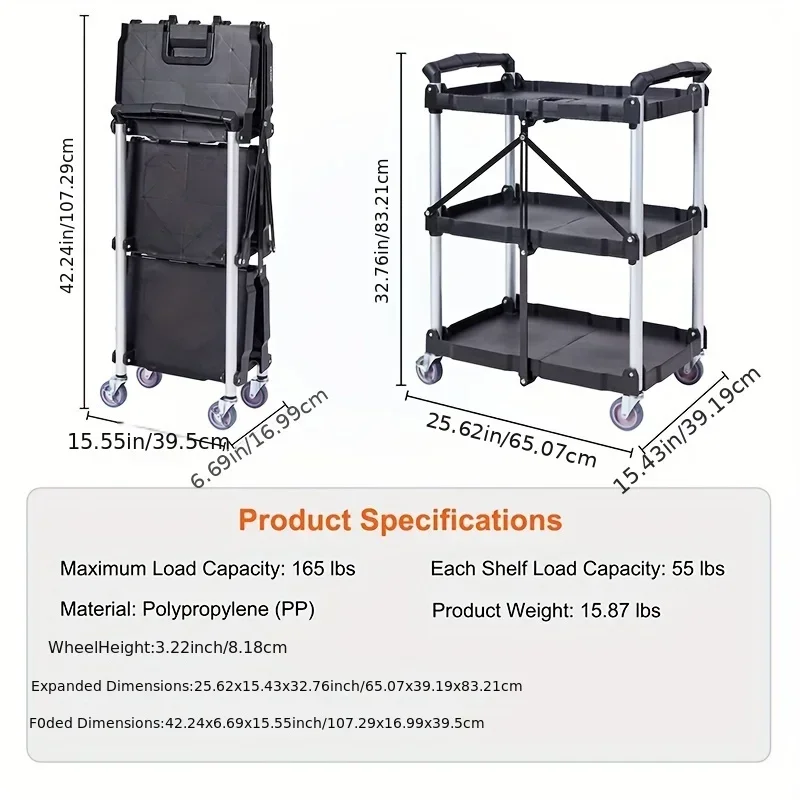 Mobile Workshop Storage Rack With Wheels Garage Workbench Shelves Foldable Tool Organizer Shelf Trolley Tool Repairing Cart