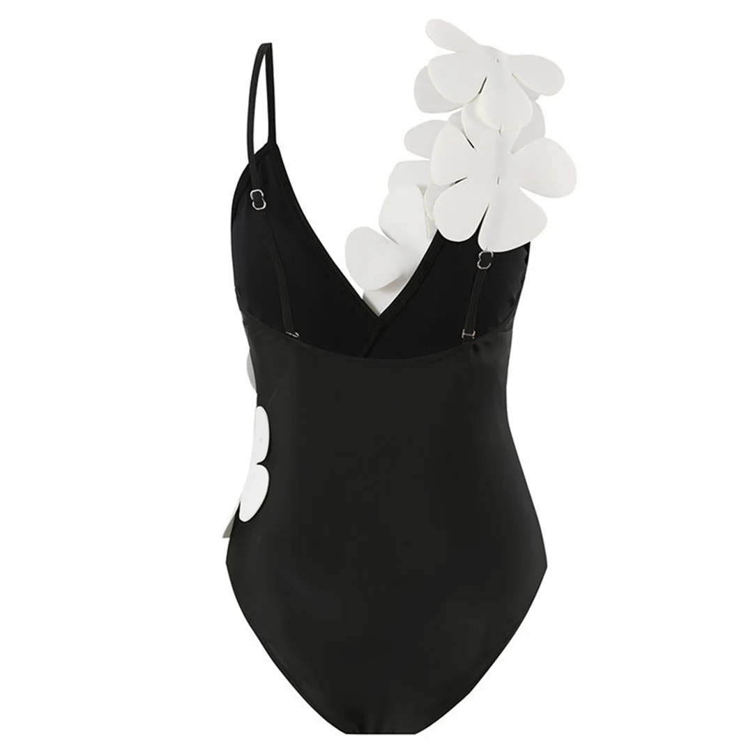 S - XL Sexy mit Sarong, 3D-Blumenmuster, tiefes V-Ausschnitt, hoch geschnitten, Damen-Badeanzug, einteiliger Badeanzug, Damen-Badebekleidung, Badeanzug, Modell V5035 – Detail 16