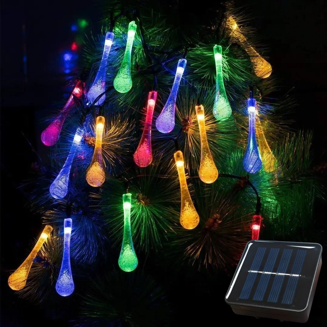

20/30/50LED Solar Water Drop String Light Fariy Lights Christmas Wedding Ramadan Decor Backyard & Garden Lawn Fence Decoration