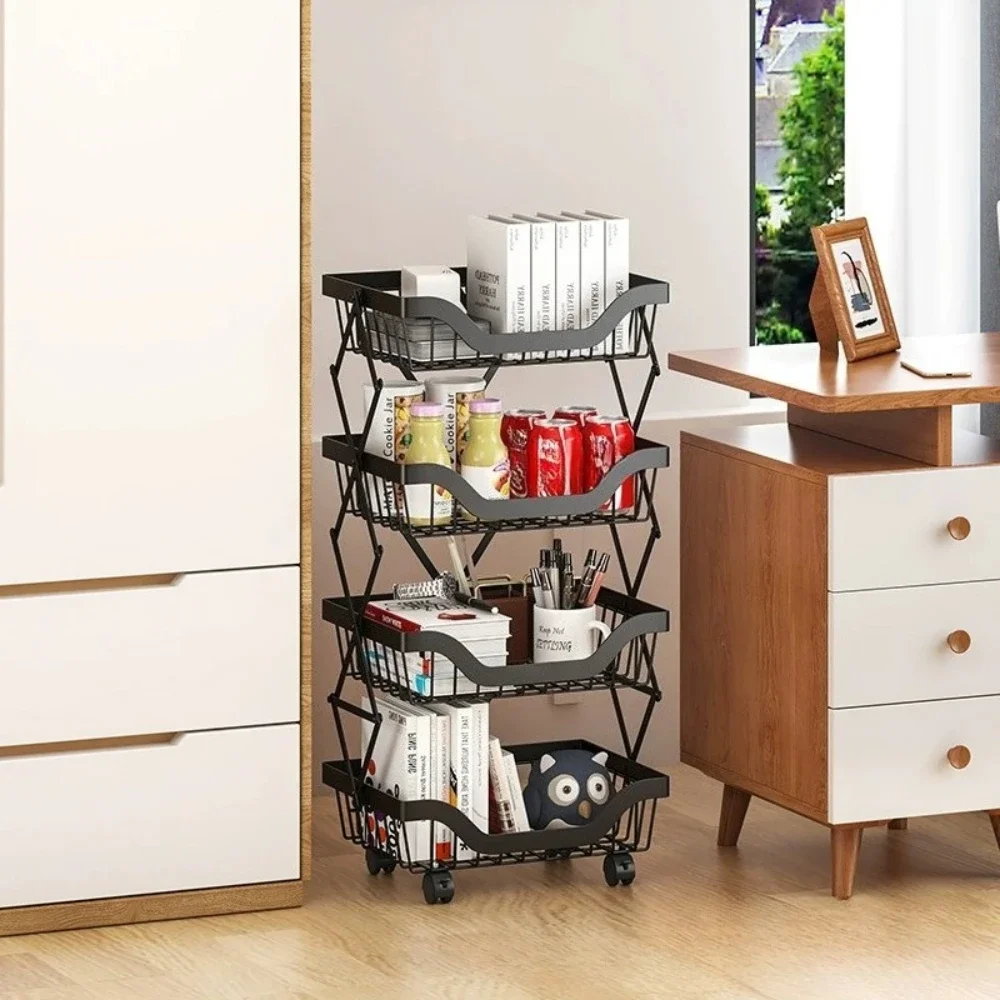 Bathroom Storage Rack Vegetable Storage Basket Foldable Storage Rack 360 ° Mobile  Kitchen Drainage  Miscellaneous Rack