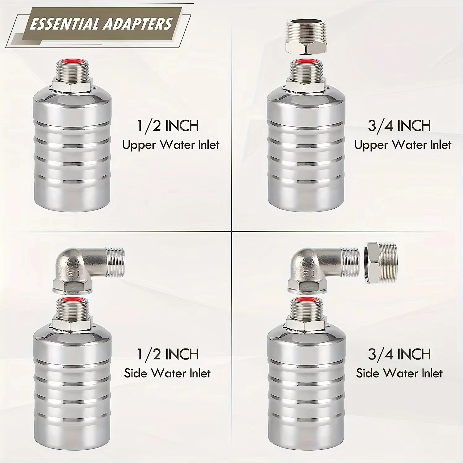 304 Stainless Steel Automatic Water Level Control Float Valve 1/2“ 3/4” Auto Shut-Off Mini Float Valve No Electricity Required Automatic Water Level Controller for Water Tanks and Towers