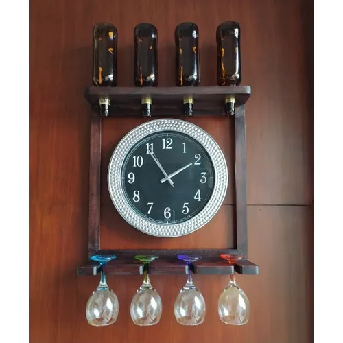 Bahat Wall Clock Kadehlik Wine Rack