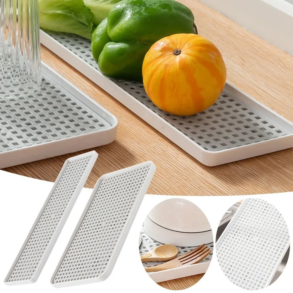 Hot Fruit Dryer Tray Tableware Plastic Plastic Dish Drainer Double-Layer Rectangle Bowl Tray Drainage Sink Drying Rack.