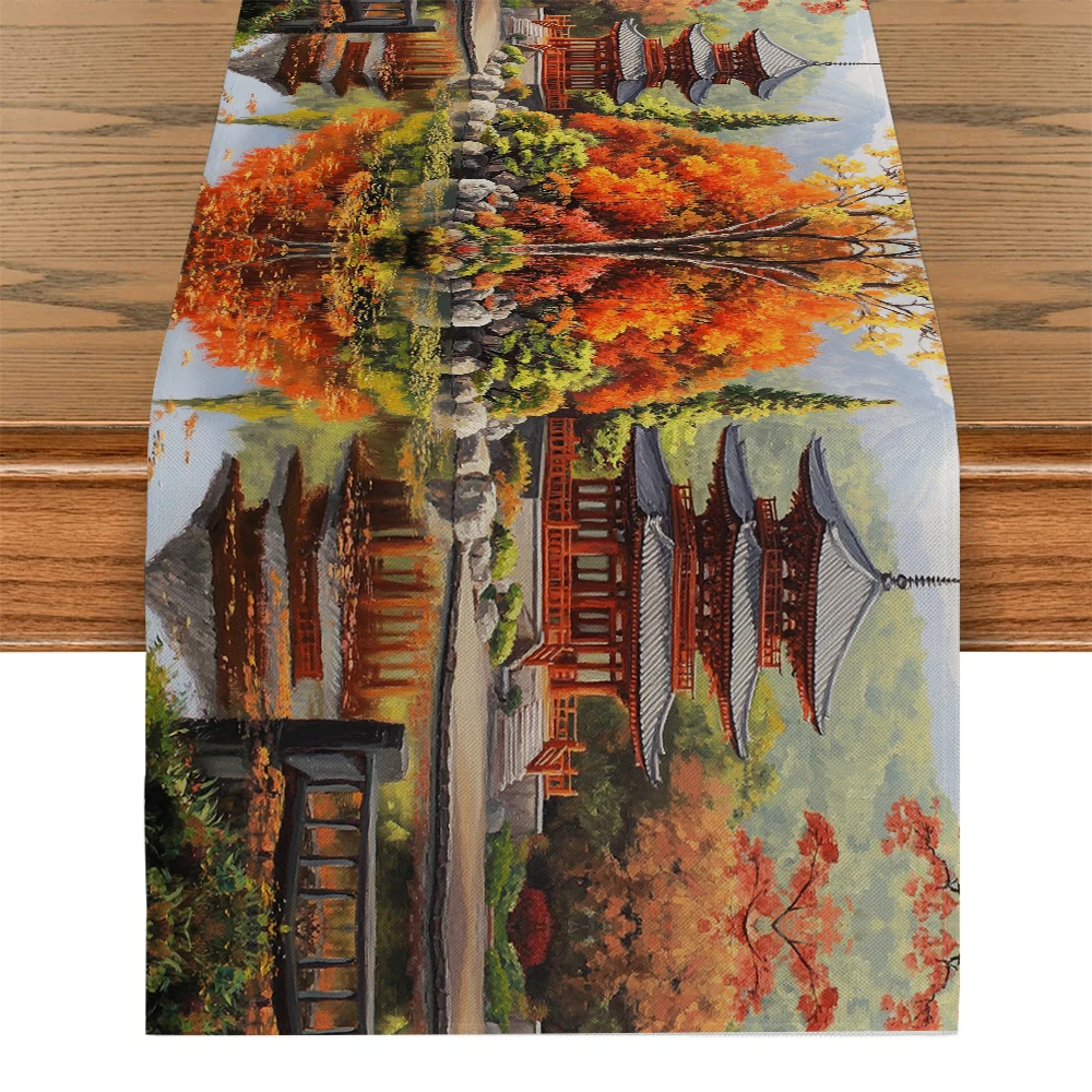 Loft Lake Trees Mountains Table Runner Farmhouse Dining Table Runners Wedding Party Table Decoration