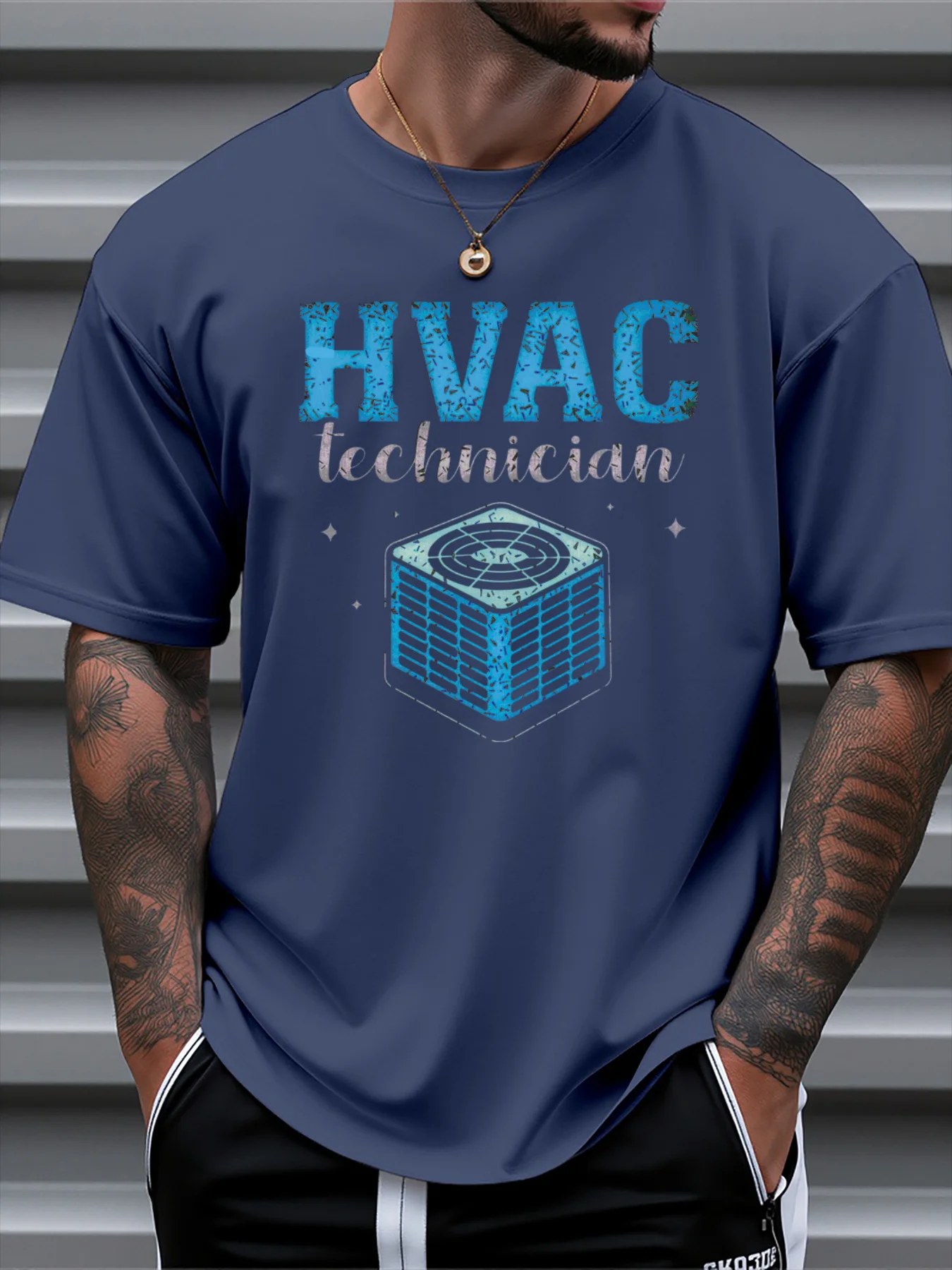 

Футболка для мужчин, летняя футболка из 100% хлопка с принтом HVAC, повседневная облегающая футболка с круглым вырезом и короткими рукавами, топ
