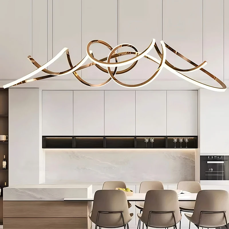 Modern Luxury Stainless Steel LED Chandelier Rose Gold Led Chandeliers Lighting Living Dining Room Hanging Lights Luminaire