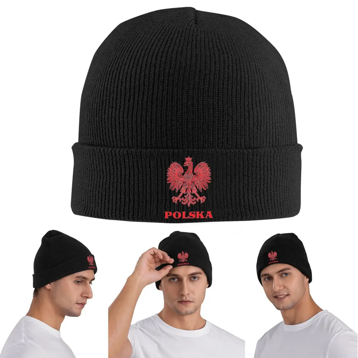 

Теплая вязаная шапка Polska Polish Eagle, зимняя вязаная шапка с капюшоном, шапочки Skullies, шапки в стиле хип-хоп для унисекс