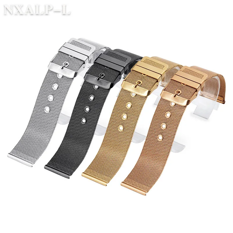 Mesh Milanese Watchband 18mm 20mm 22mm Quick Release Universal Stainless Steel Metal Watch Band Strap Bracelet Black Rose Gold