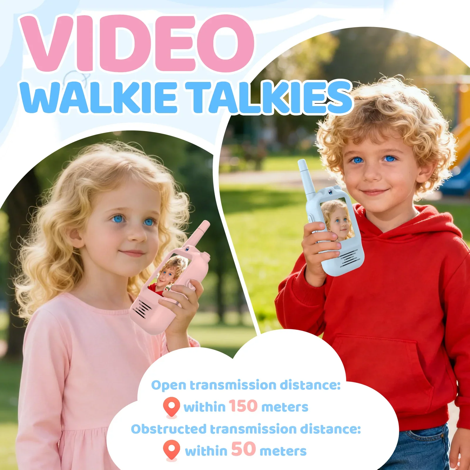 walkie talkie niño recargable Walkie-talkie con vídeo para niños, 2 unidades, con pantalla HD, recargable con un solo clic, ideal para acampar en interiores, viajes, regalos de cumpleaños para niños walqui talkie niños