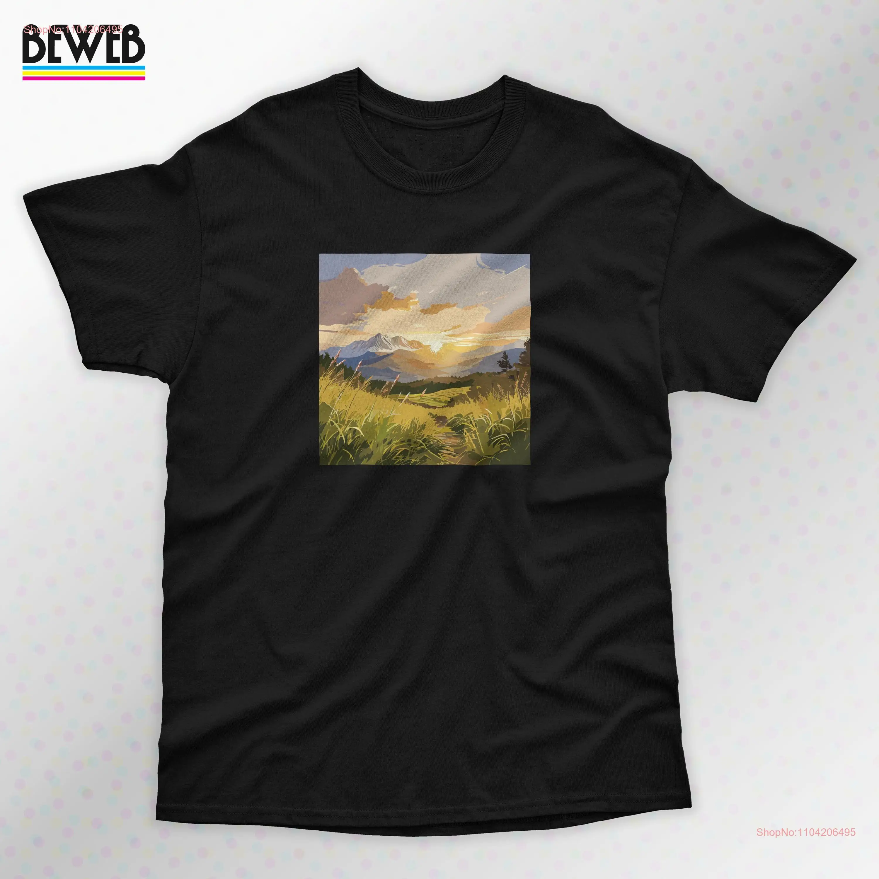 Cottagecore Country Floral Sky Scenery T Shirt Garden for Sunset Cinematic Lover Cotton Her Nature Lovers