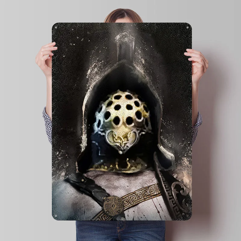 Warrior Gladiator Poster Customized Vintage Metal Signs Wall Art Retro Tin Plaque for Home Decor Living Room Decoration At Home
