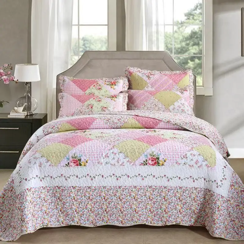 

Покрывало из чистого хлопка, стеганое покрывало, двойное полноразмерное одеяло, летнее одеяло, пасторальное односпальное двуспальное покрывало, нескользящая простыня