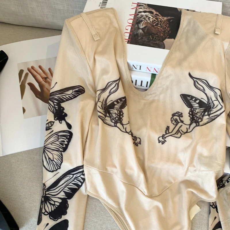 سالينسي بذلة مثيرة للنساء بأكمام طويلة ومطبوعة على شكل فراشة SU 20252191