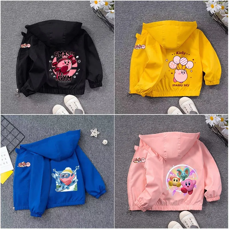 

Stars Kirbys Jacket Boy Girl Baby Cartoon Anime Windbreaker Children Fashion Waterproof Clothes Coat Kid Outdoor Clothing Gifts