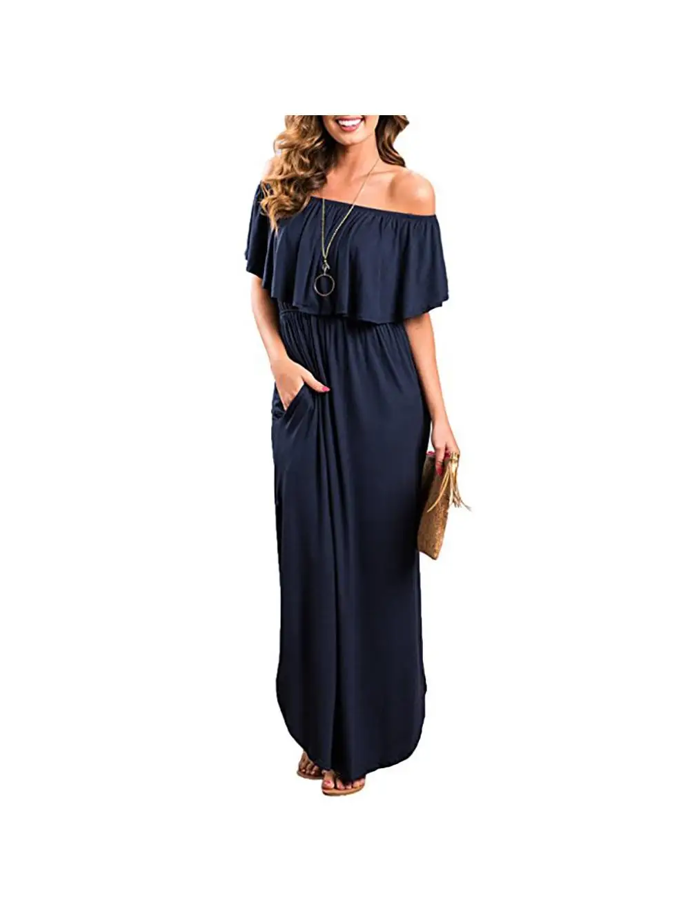 Printemps été 2024 longue une épaule Dr avec ket EBAY Sle taille haute Princ Sve t-shirt en Fiber d'acétate femmes vêtements