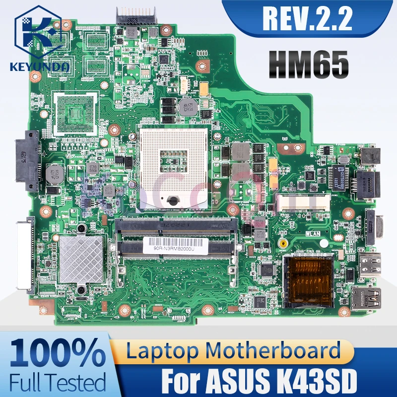 K43SD For ASUS K43E K43SD A43E P43EMAIN BOARD 60-N3RMB2001 HM65 REV.2.2 Notebook Mainboard Full Tested