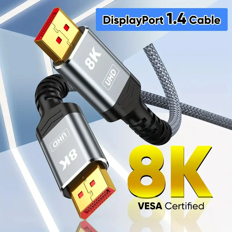 8K Display Port Cable 1.4V DP 8K Cable 1M to 5M 8K@60Hz 4K@144Hz Male to Male DP to DP Audio And Video Cable For Laptops TV Box