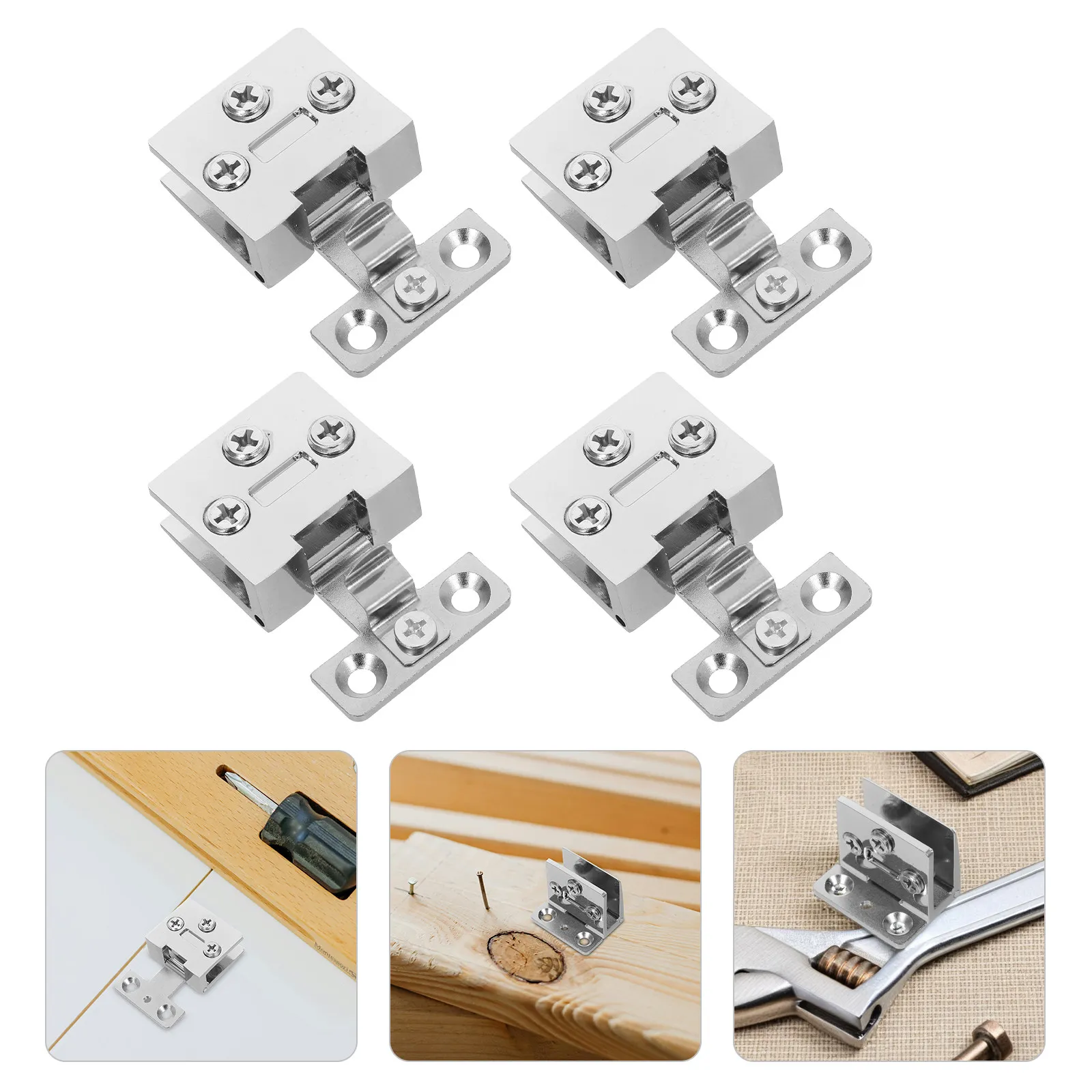 4Pcs Door Hinges for 3-8Mm Tempered Glass No Drill Cupboard Cabinet Doors Wine Showcase Bathroom Enclosure