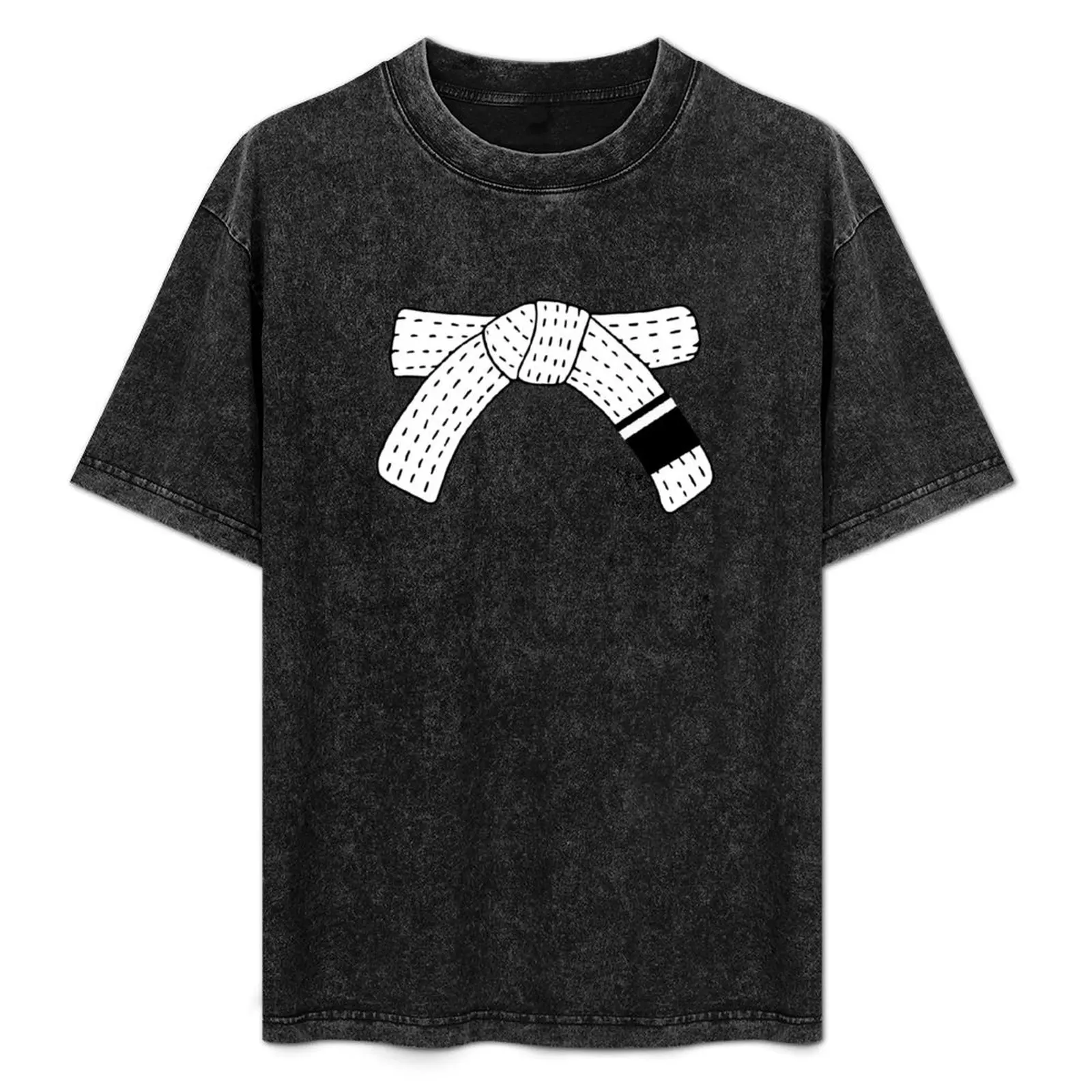 

Brazilian Jiu Jitsu (BJJ) White Belt One Stripe Sticker T-Shirt Basic Short Sleeve T-Shirt for Men