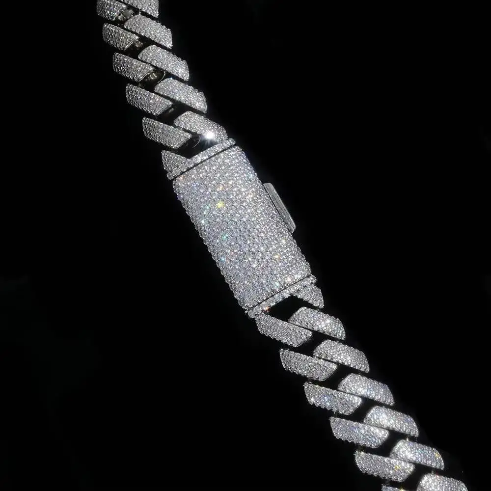 Luxury TISHYA DIAMOND 925 Sterling Silver Luxury Cuban Chain Necklace with Moissanite Stone Women's Vintage Fashion in Brilliant