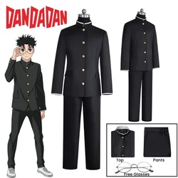 Anime Ken Takakura Cosplay Costume Dandadan School Uniform Glasses Black Jacket Gakuran Outfit Women Men Halloween Costume