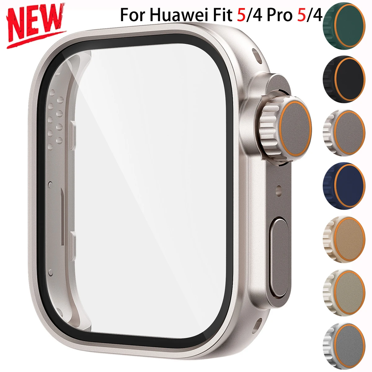 Umbau auf Ultra-Gehäuse für Huawei Watch Fit 5/4 Pro Vollständige Schutzhülle + Gehärtetes Glas für Huawei Fit 5 4 Displayschutz
