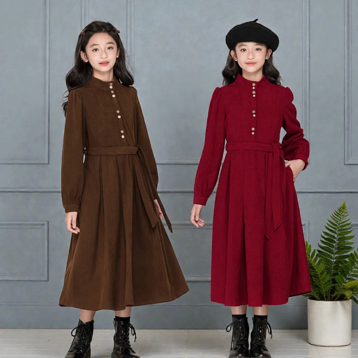 

Winter Girls Velet Dresses for Girls Maxi Dress Teenagers Kids Outfits School Uniform Girls Clothes Children Costumes 6-12 Years