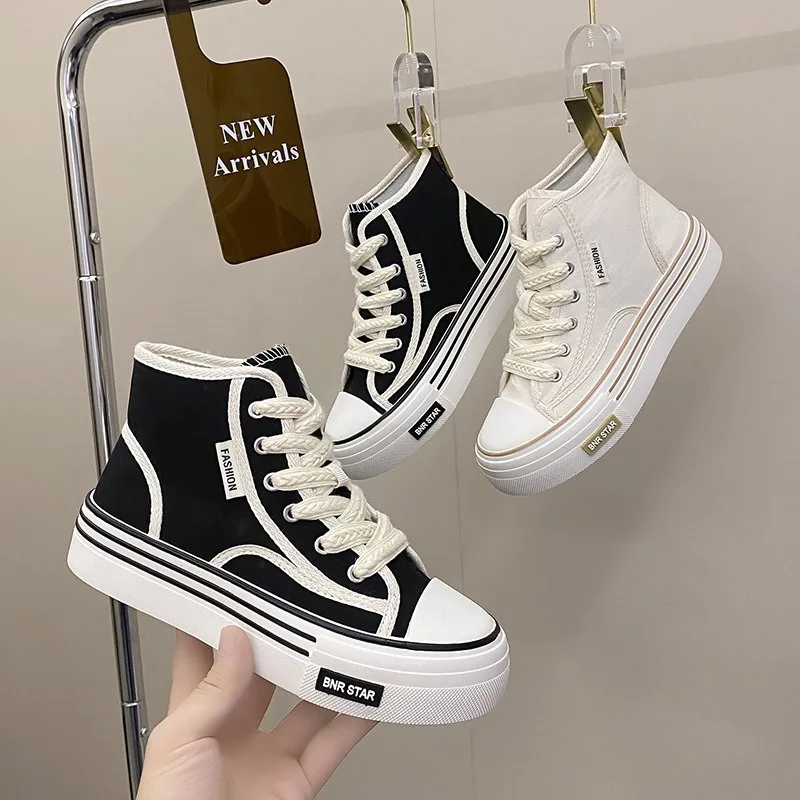 Women Platform Canvas Shoes Height Increasing Chunky Sneakers For youth girls Outdoor trainers Female Ladies Thick Sole Footwear