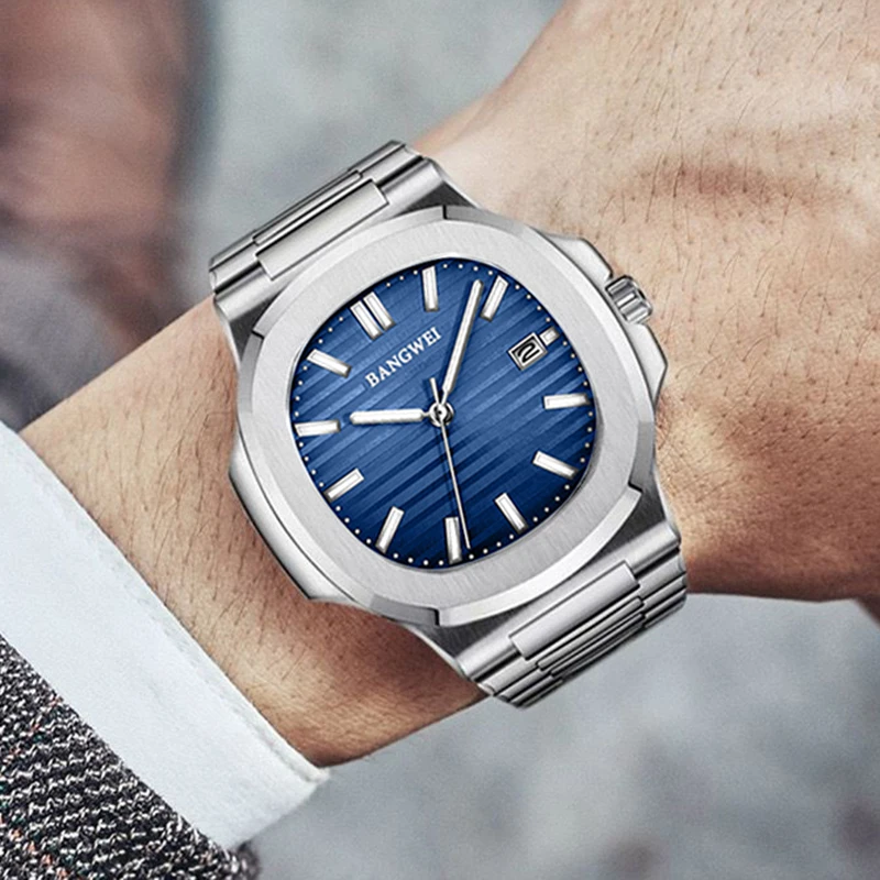 LIGE Brand BANGWEI Quartz Watches for Men Top Brand Luxury Fashion 
