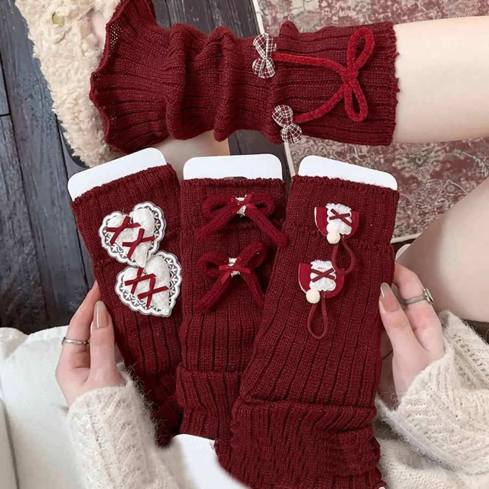 

Милые вязаные гетры-накладки на ноги с бантом в стиле Лолита, дышащие, удобные, теплые, для сна