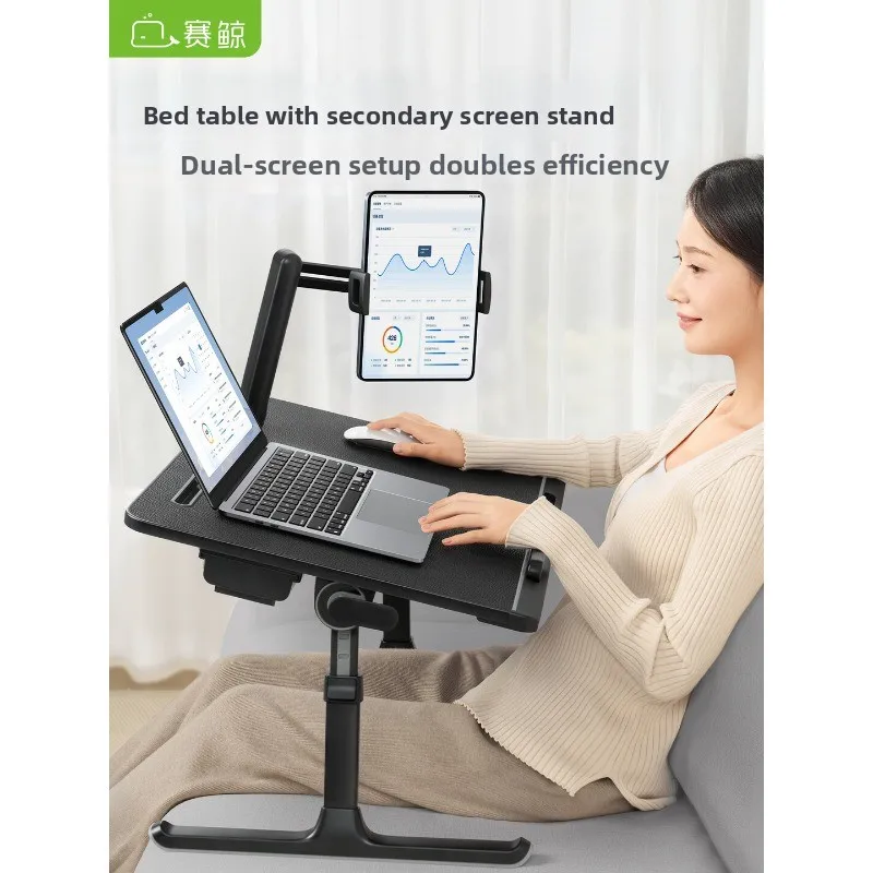 Adjustable Folding Bed Desk with Stand, Height Liftable Laptop Table for Tablet & Notebook, Portable for Office Work in Bed