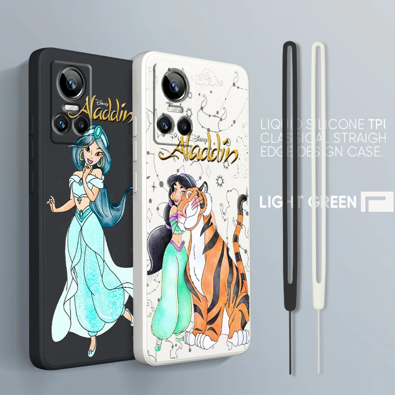 Aladin Jasmine Cartoon For OPPO Realme GT Neo 3 2 Master 8 9 Narzo 50A 50i Reno 7 Silicone Soft Liquid Rope Phone Case Fundas