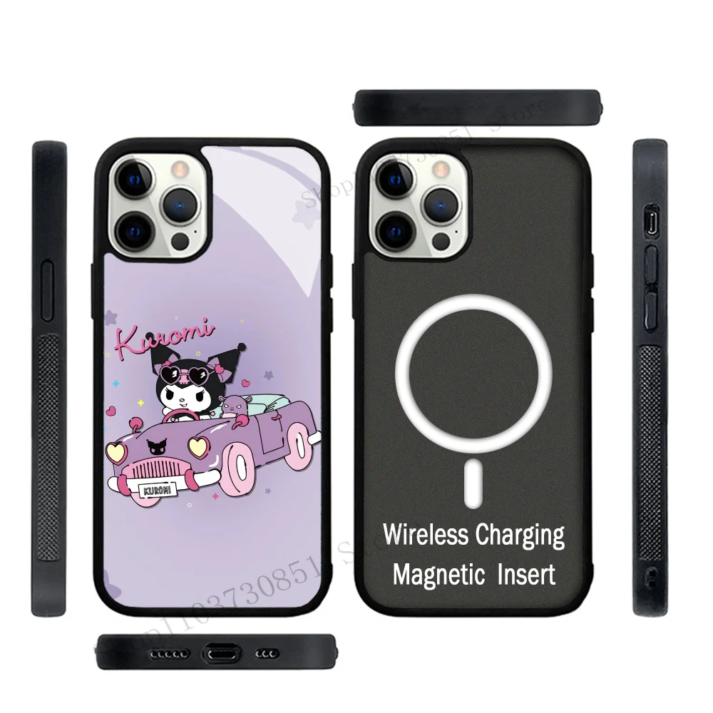 Cute Cartoon K-Kuromi Phone Case Strong Magnetic For IPhone 15 14 13 Pro Max 11 12 Mini Alex Mirror For