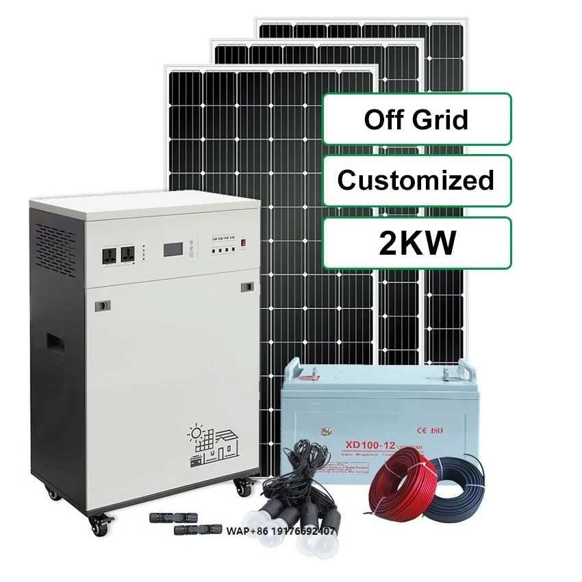 Xindun Full Solar Energy System 2 kw 2000 Watt  Solar Power System Home for Fridge Computer Tv Fan and Light