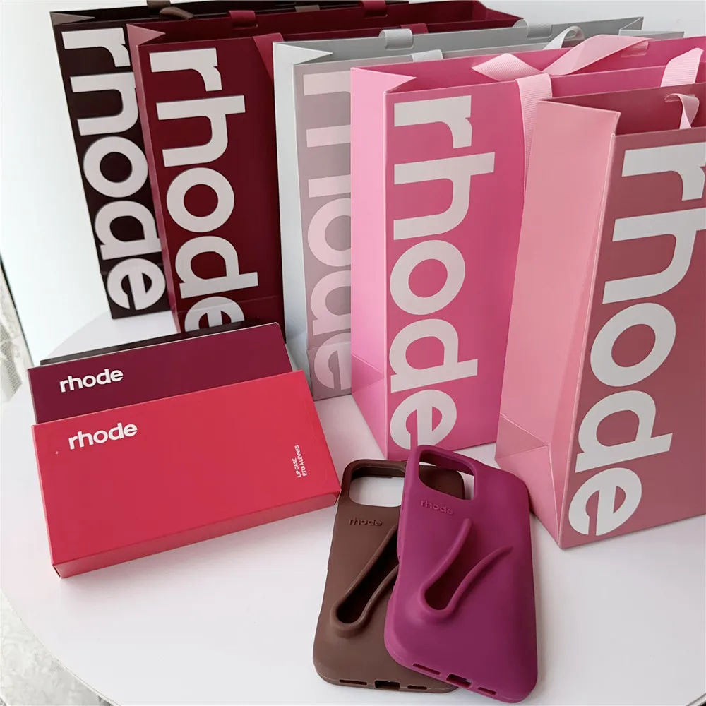 Funda de moda estilo Rhode para iPhone 17 Air 16 15 14 13 12 Pro Max 16E Plus con soporte portátil para brillo labial (no incluye brillo labial)