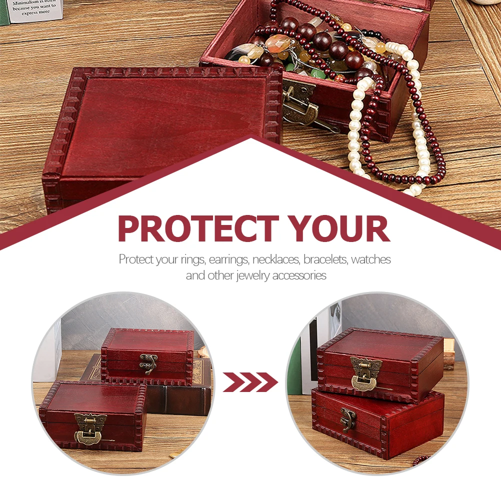 

Jewelry Storage Box Organizer Decorate Retro Alloy Wood Bracelet Travel Girls