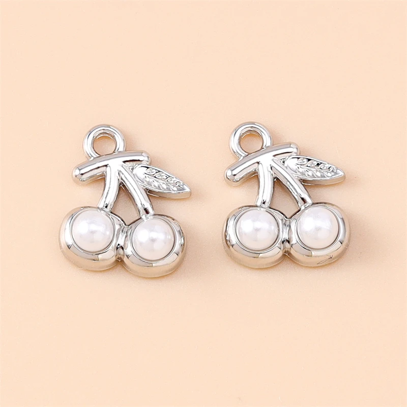 5 Stück 11x13mm Niedliche Mini-Kristall-Metall-Frucht-Kirsch-Anhänger für Schmuckherstellung, Halsketten, Ohrringe, Armbänder, DIY-Bastelgeschenk – Detail 9
