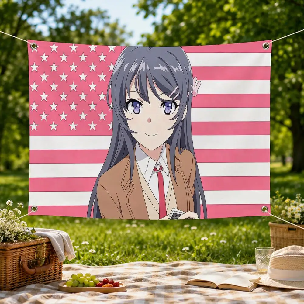 Does Not Dream of Bunny Girl Senpai Flags Wall Hanging Flag Banner for Bedroom Dorm Party Festival Camping Indoor Outdoor Decor