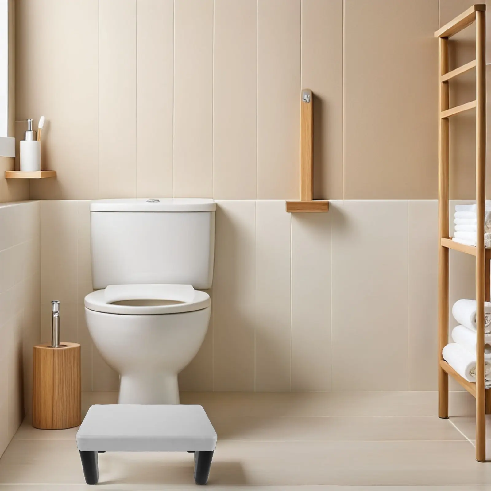 

1 шт. Утолщенная эргономичная подставка-ступенька для унитаза для детей и взрослых, портативная пластиковая подставка для ног для ванной комнаты